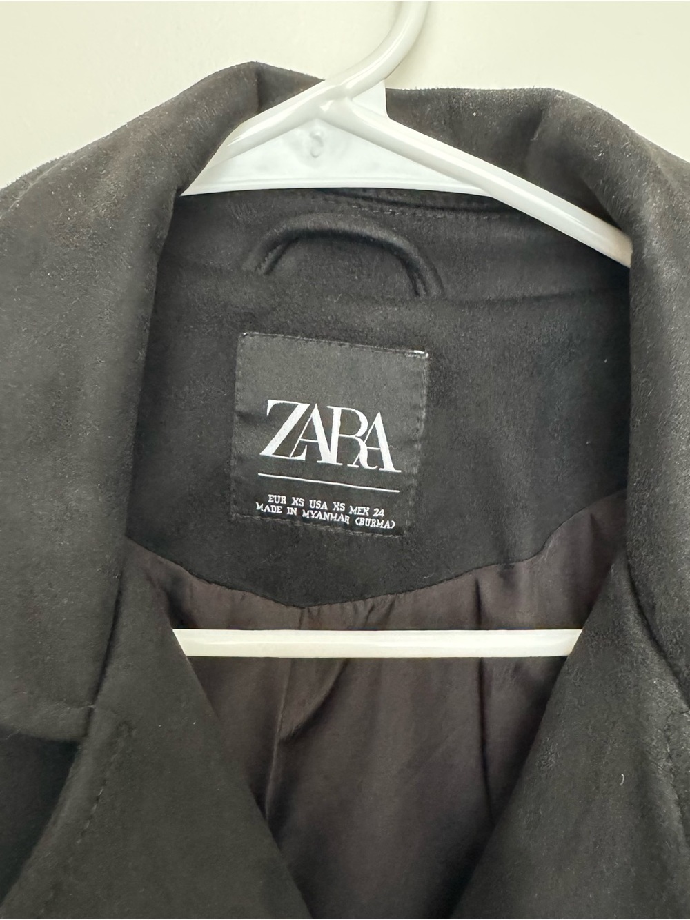ZARA Black Biker Belted Leather Jacket - Picture 3 of 5